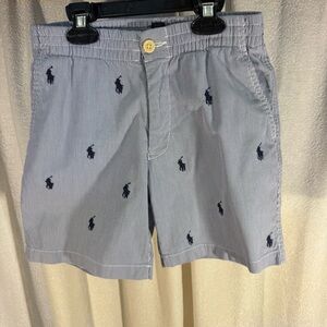 Polo Ralph Lauren Blue Striped Shorts with Embroidered Motif